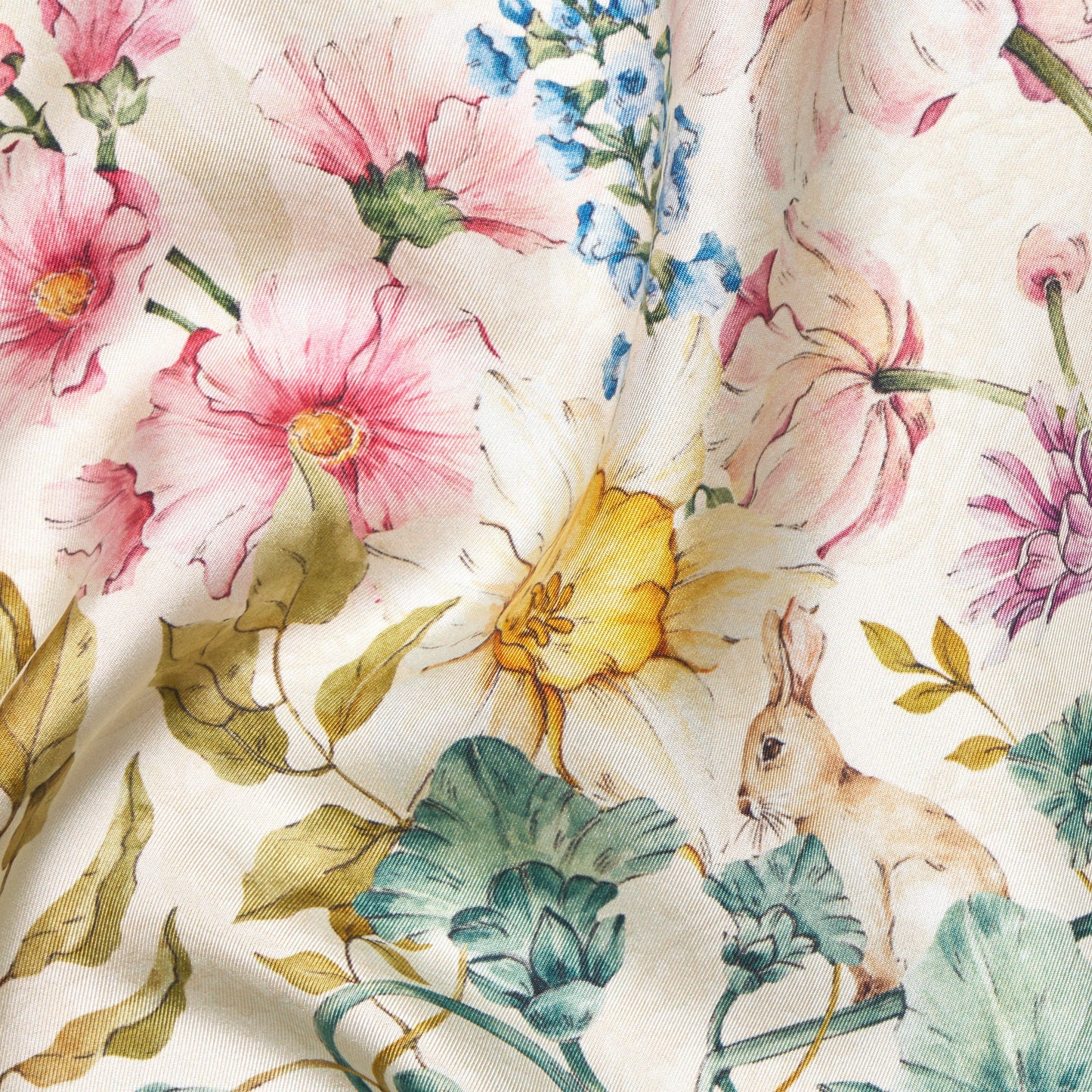 Secret Garden Scarf 90 in White Floral Silk