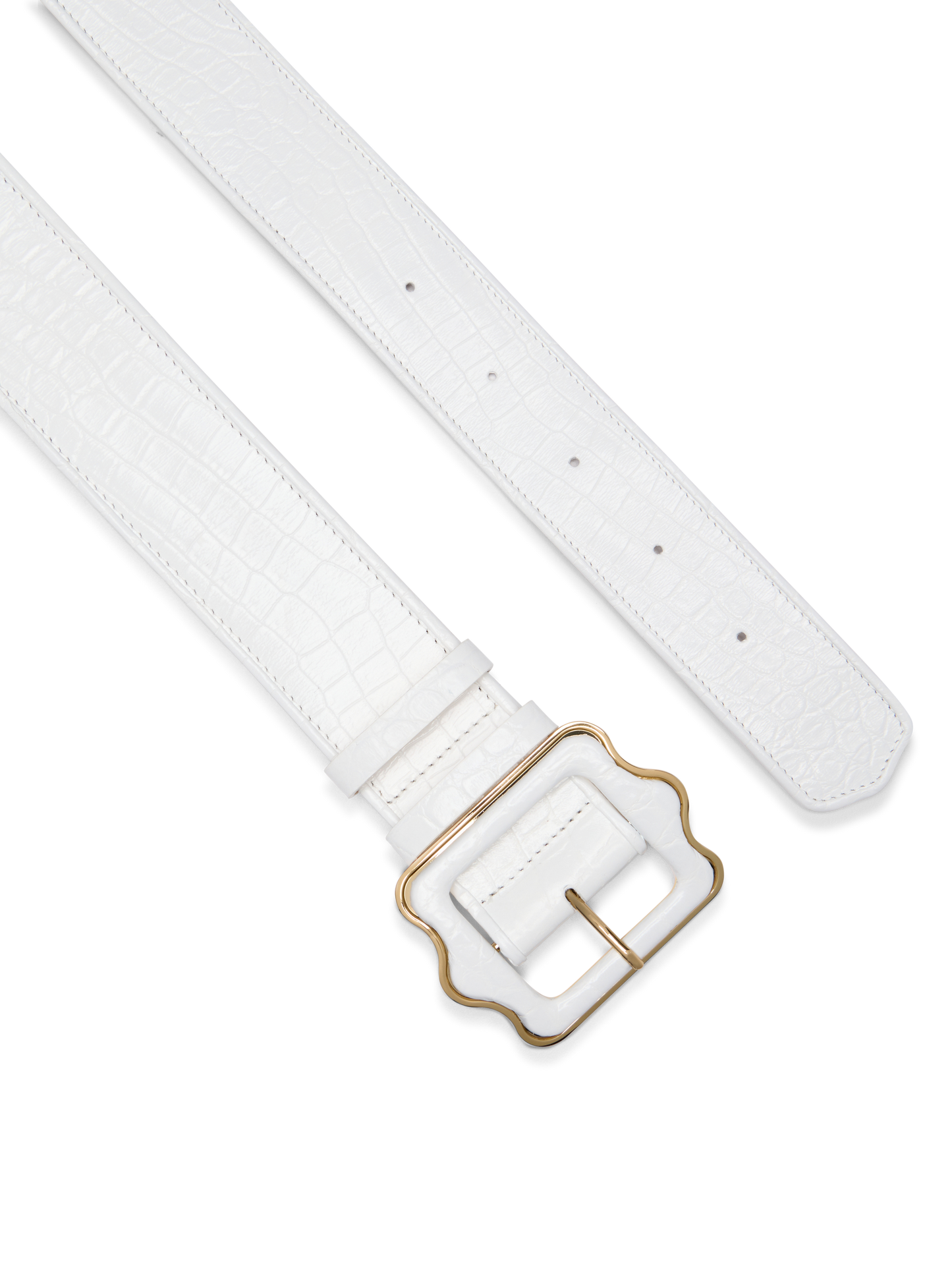 Vienna Waist Belt in White Croc Embossed Calf