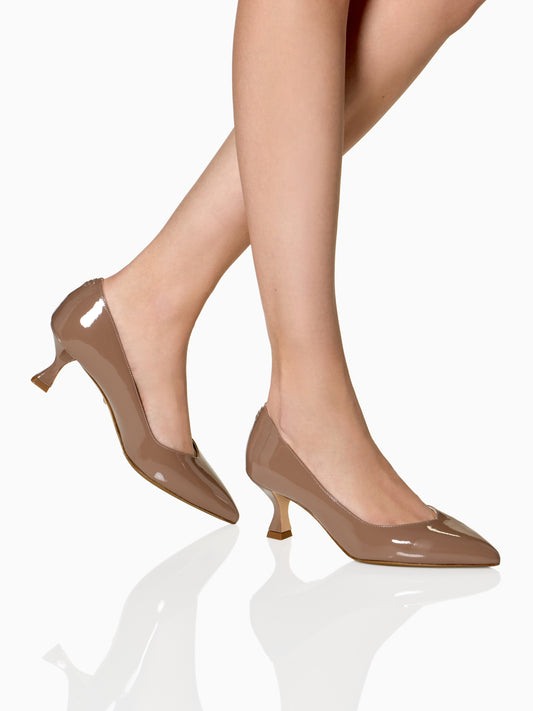 Perfect Kitten Pump 50 in Dusty Brown Patent