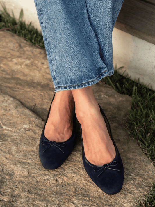 Perfect Ballet Flat in Navy Suede