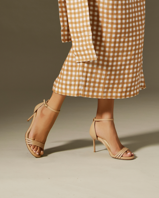 85mm Italian Made Pointed Toe Pump in Sand Calf
