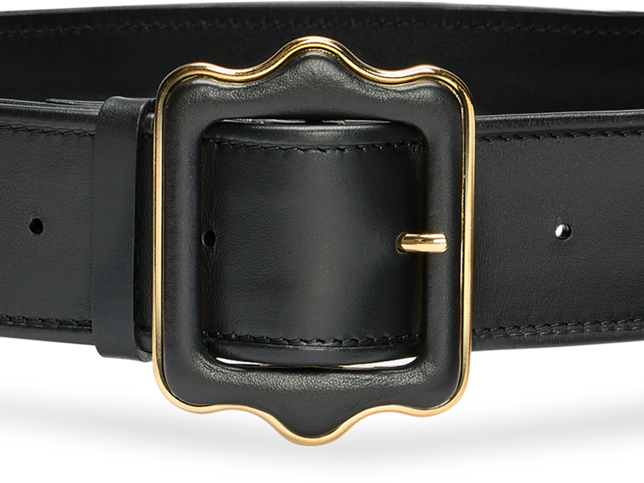 Sarah Flint leather-covered buckle belt detail
