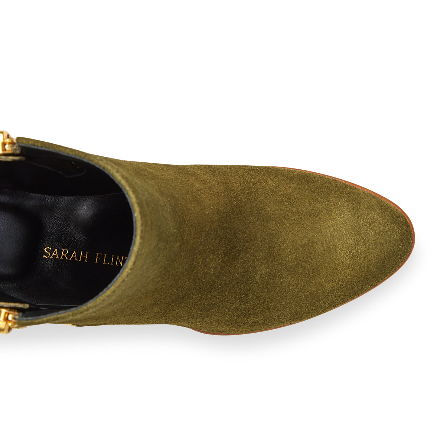 70mm Italian Made Perfect Zip Bootie in Olive Suede