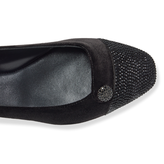 Sacchetto Ballet Flat in Black Velvet & Crystal