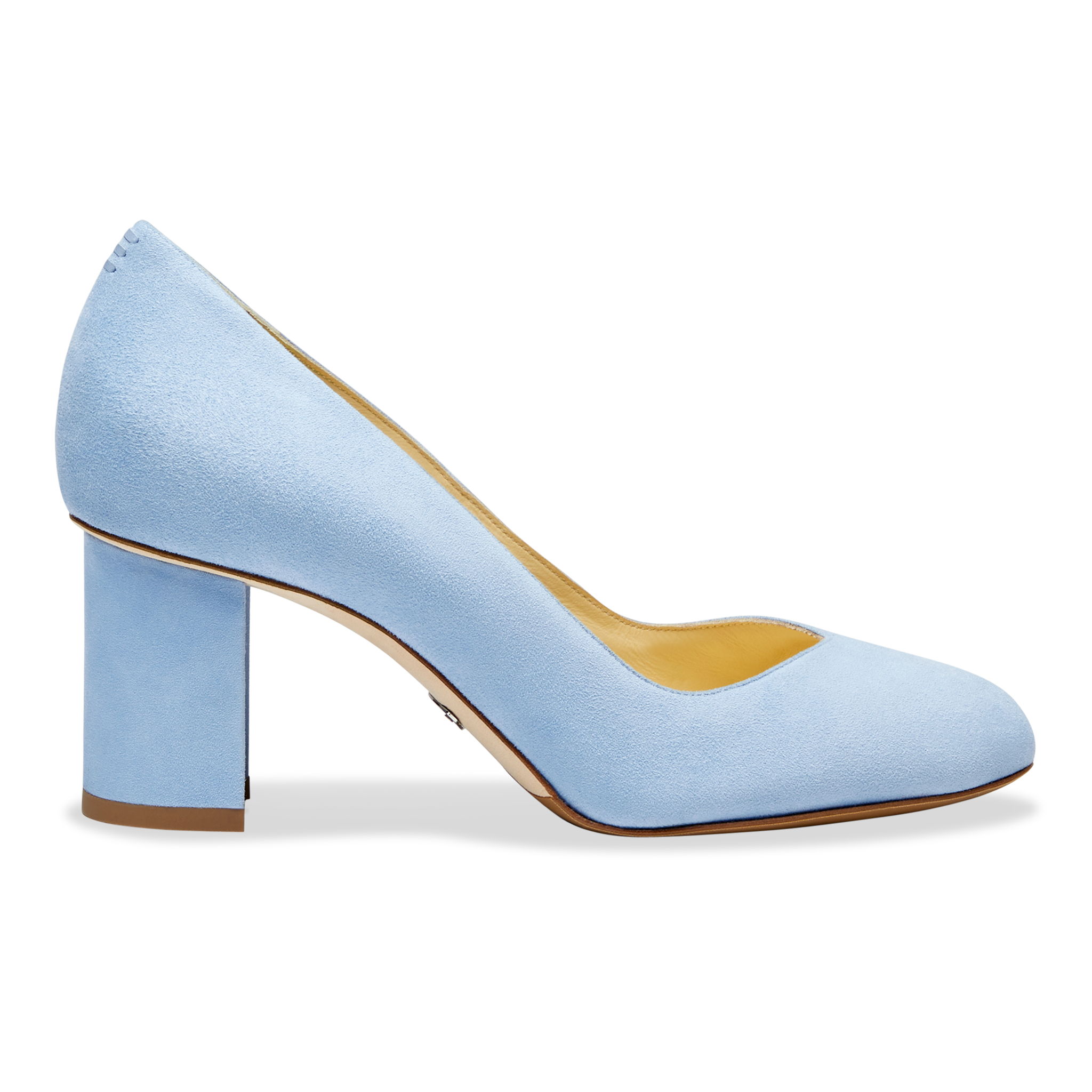 Blue block heel pump sales