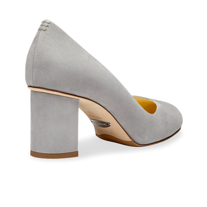 Perfect Round Toe Pump in Light Gray Suede Handcrafted in Italy