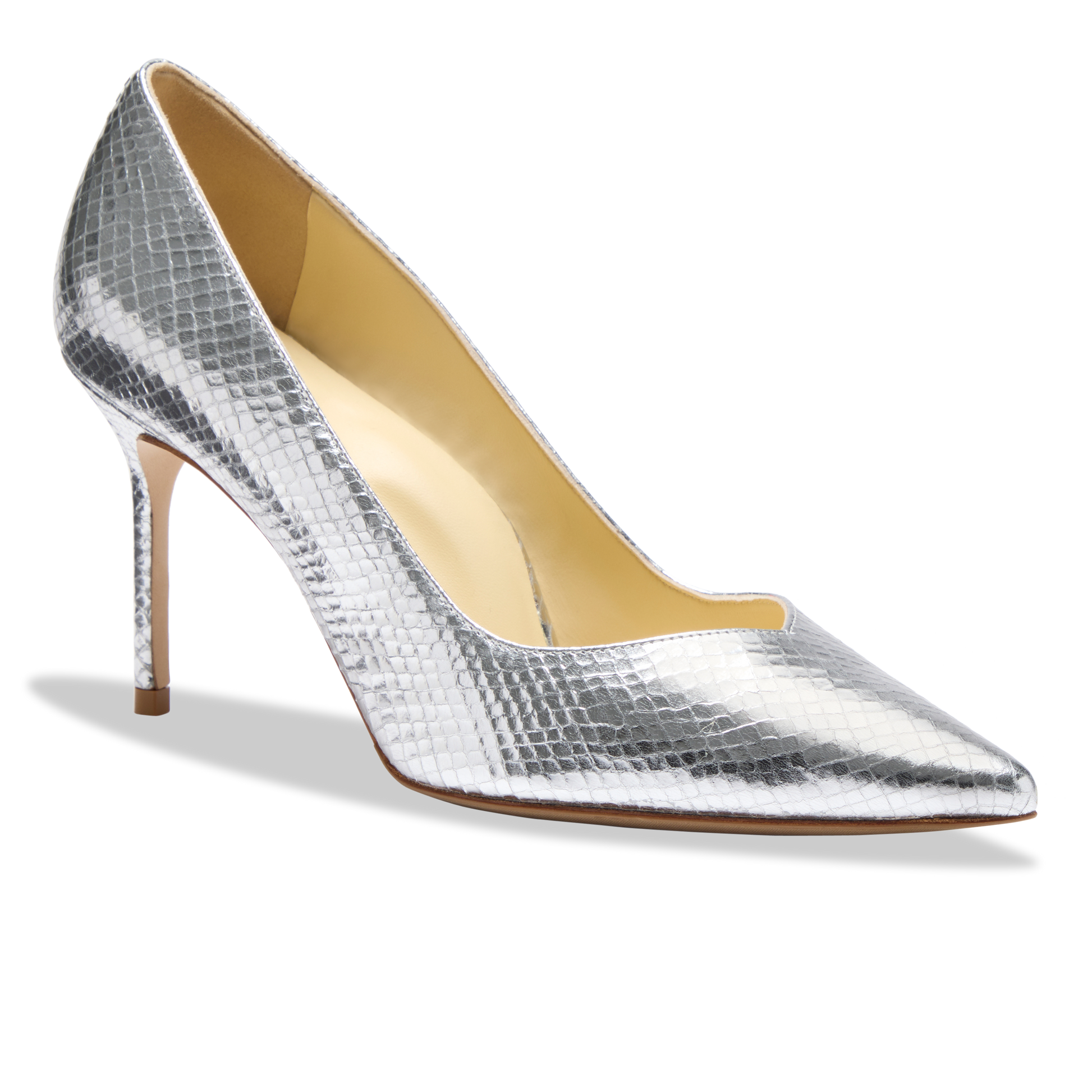 Perfect Pump 85 in Silver Embossed Snake