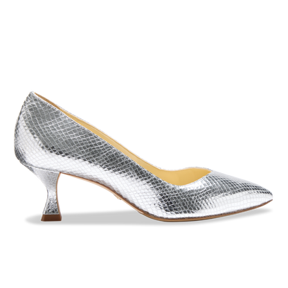 Perfect Kitten Pump 50 in Silver Embossed Snake