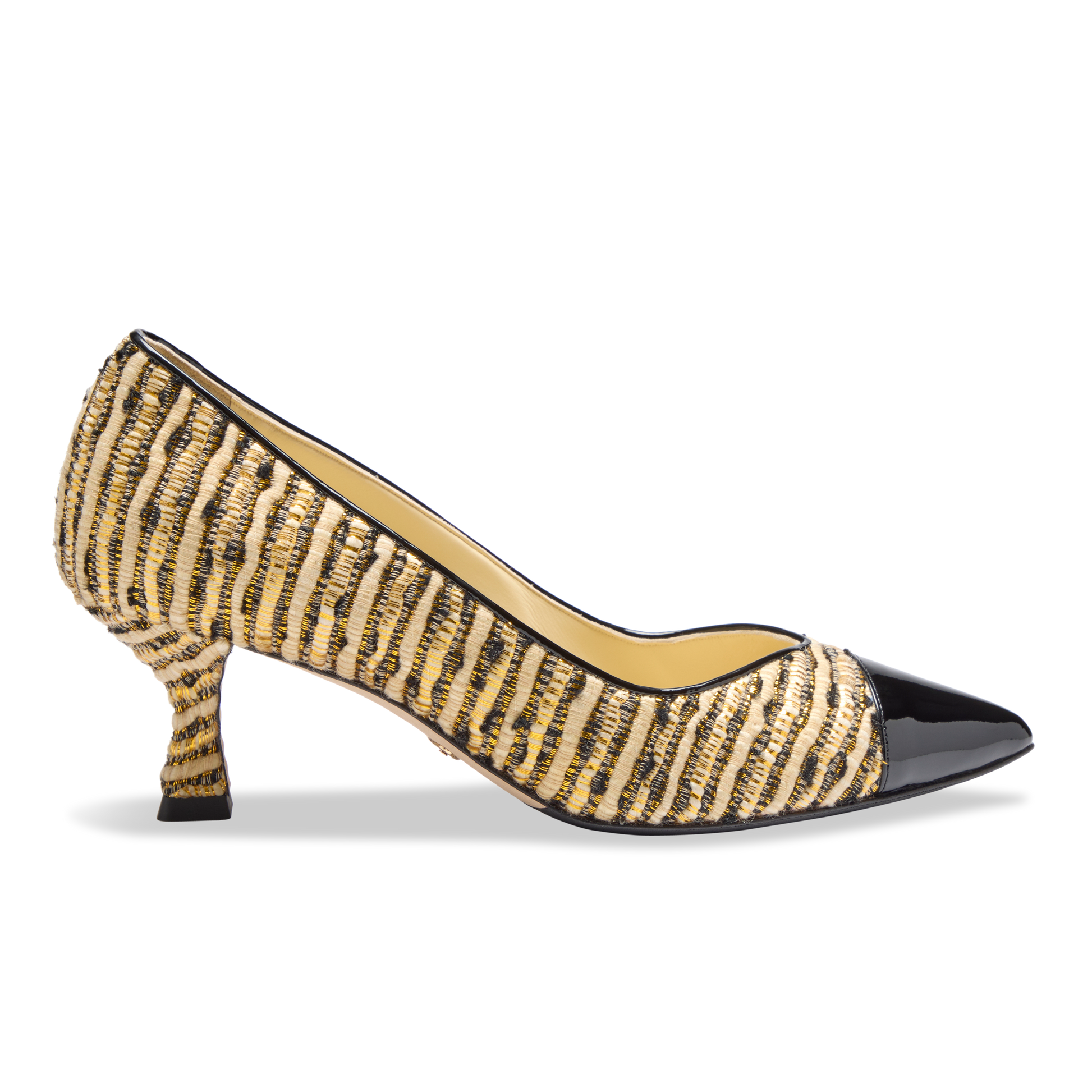 Perfect Kitten Pump 50 in Black and Gold Boucle