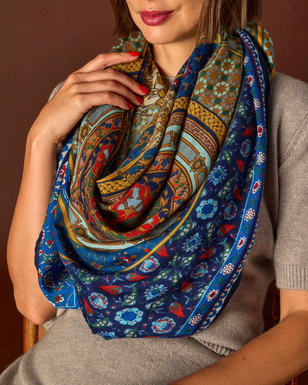 Mosaic Garden Scarf 140 – Sarah Flint Mosaic Garden Scarf 140 – Sarah Flint