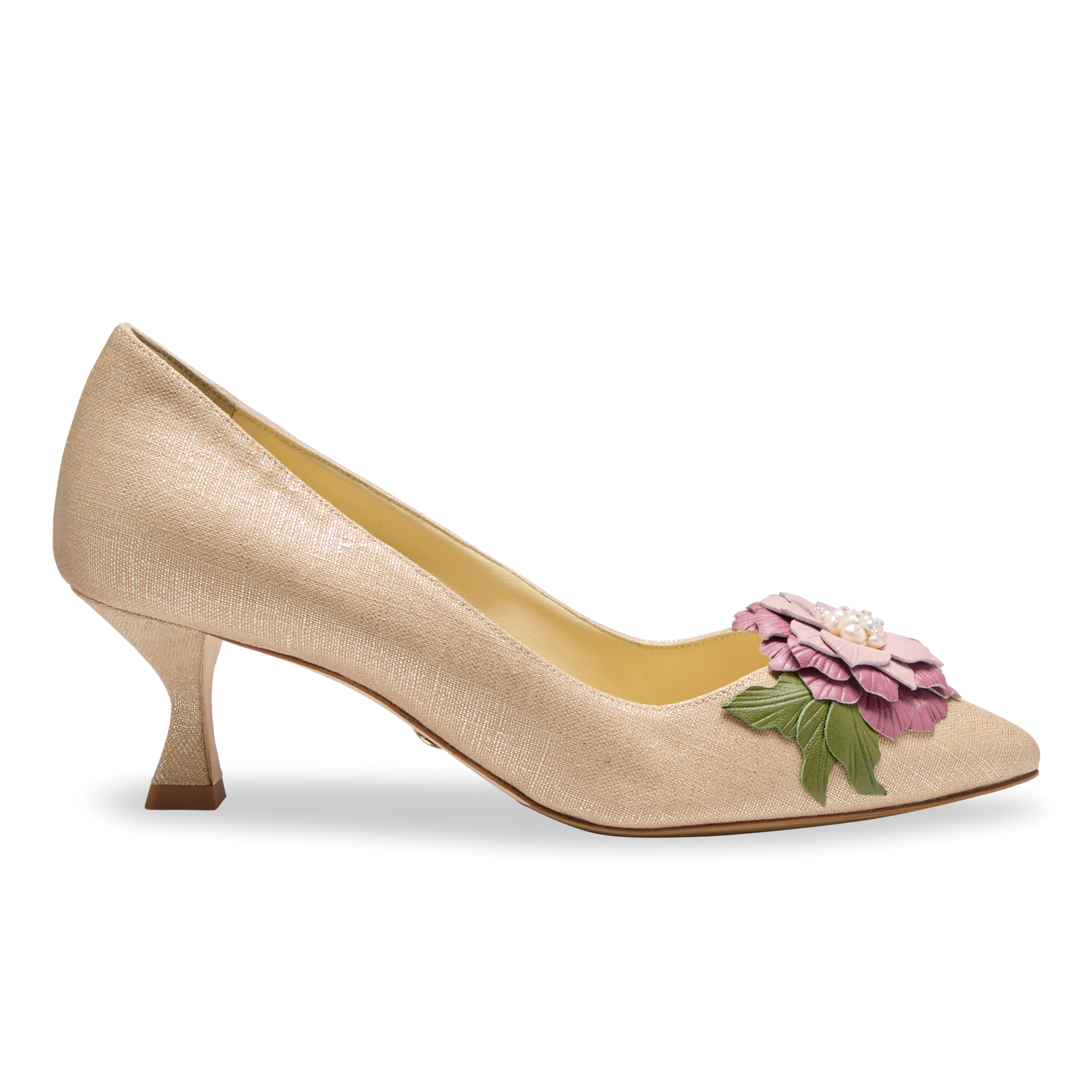 Gold kitten heel pumps sales
