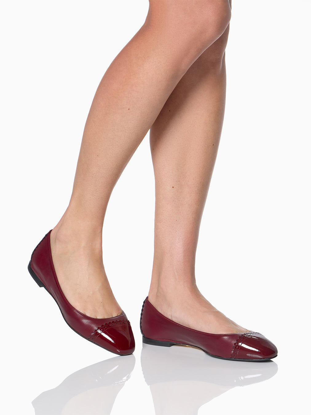 Sarah Flint X Mary Orton Cap Toe Flat in Bordeaux Nappa