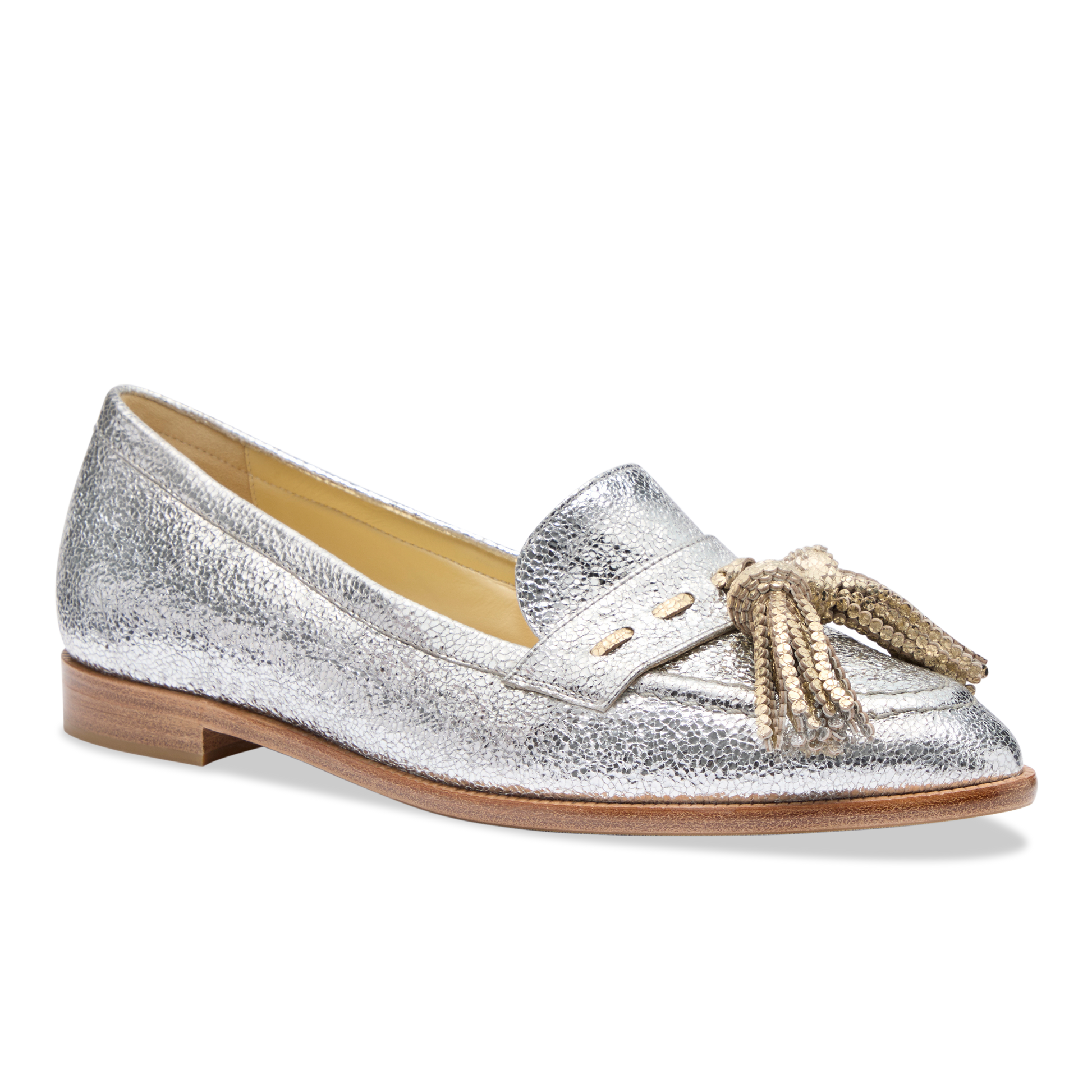 Janet Loafer in Silver Crackle Leather