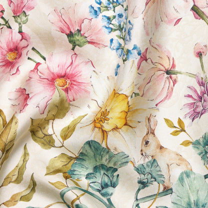 Secret Garden Scarf 90 in White Floral Silk