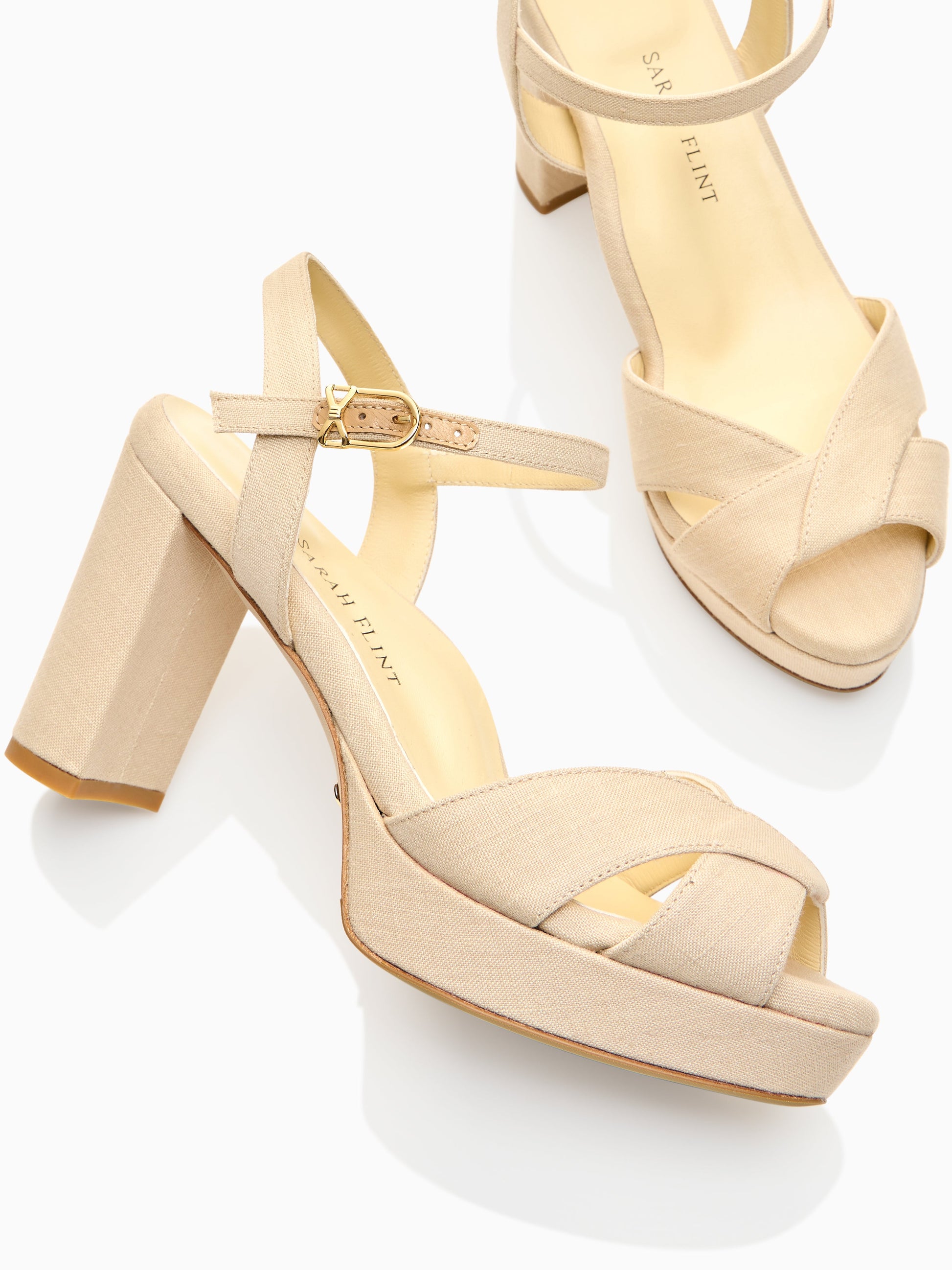 Perfect Crossover Platform 80 in Natural Fine Woven Linen