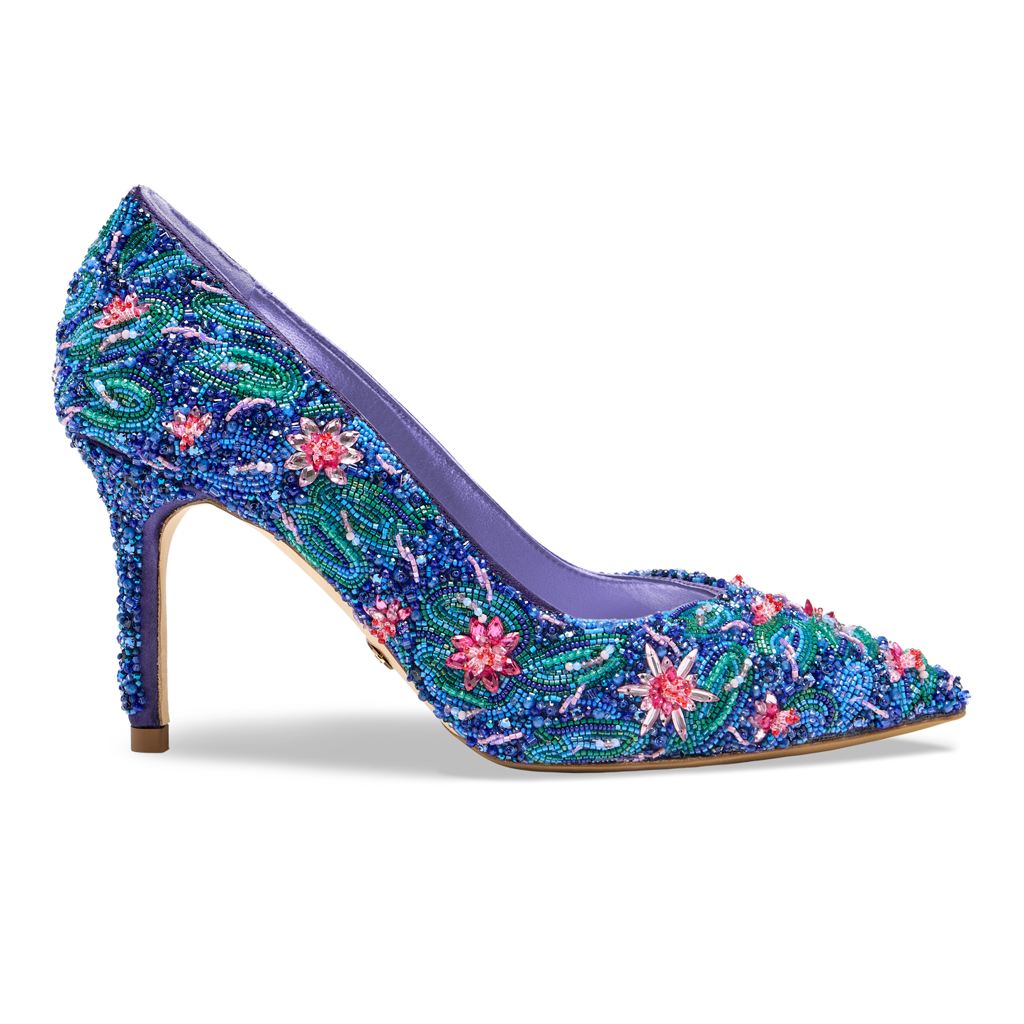 Perfect Pump 85 in Water Lilies Embellished Silk