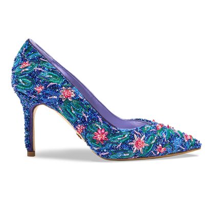 Perfect Pump 85 in Water Lilies Embellished Silk