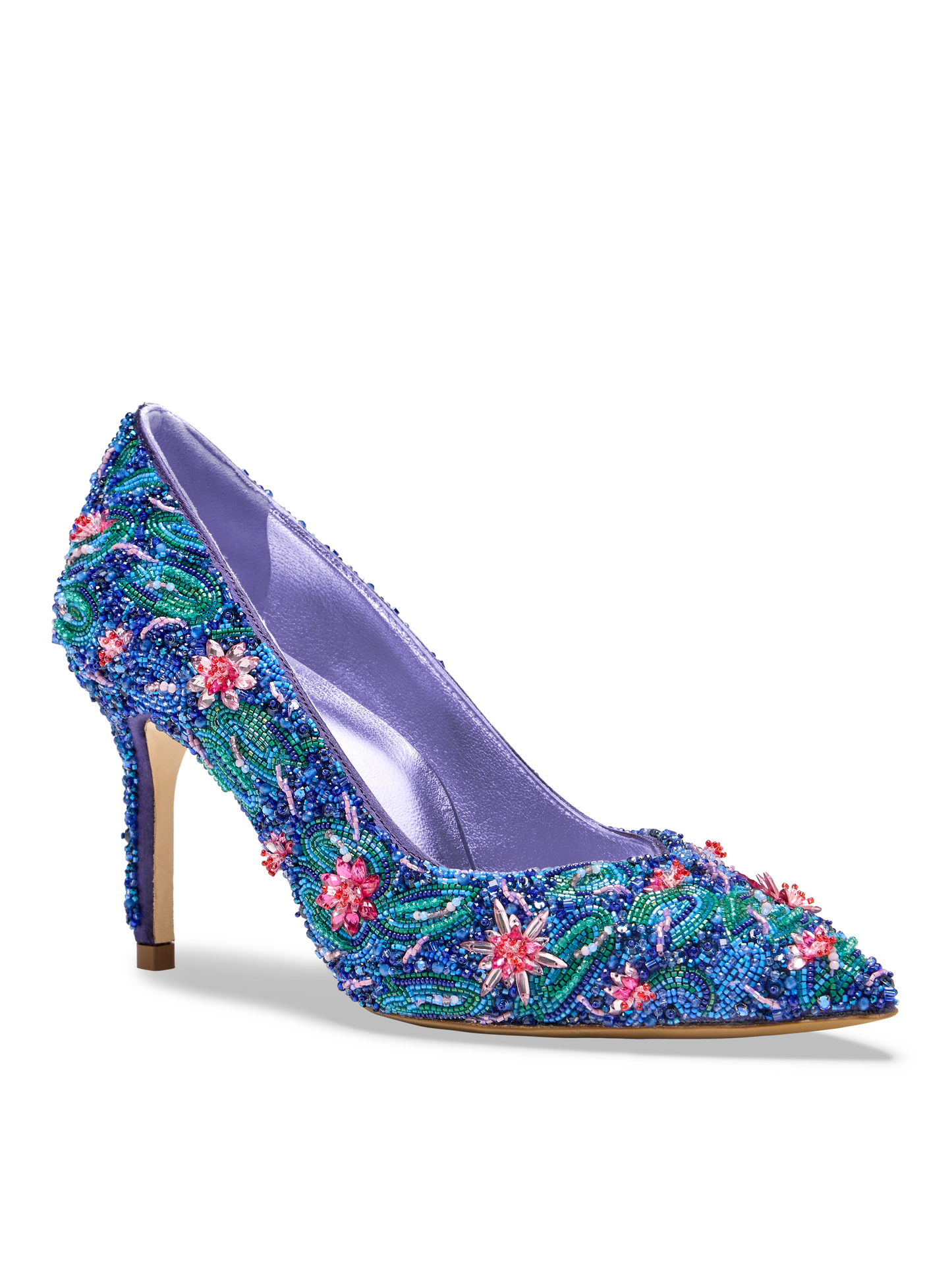 Perfect Pump 85 in Water Lilies Embellished Silk