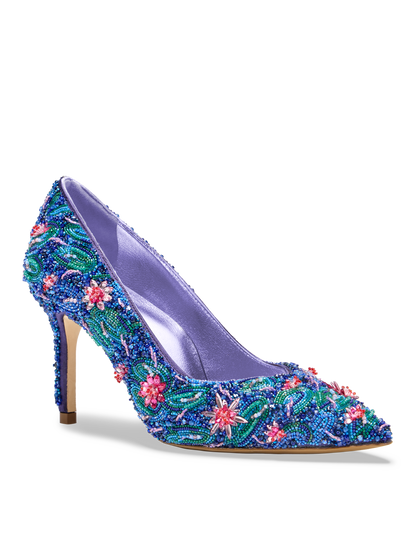 Perfect Pump 85 in Water Lilies Embellished Silk