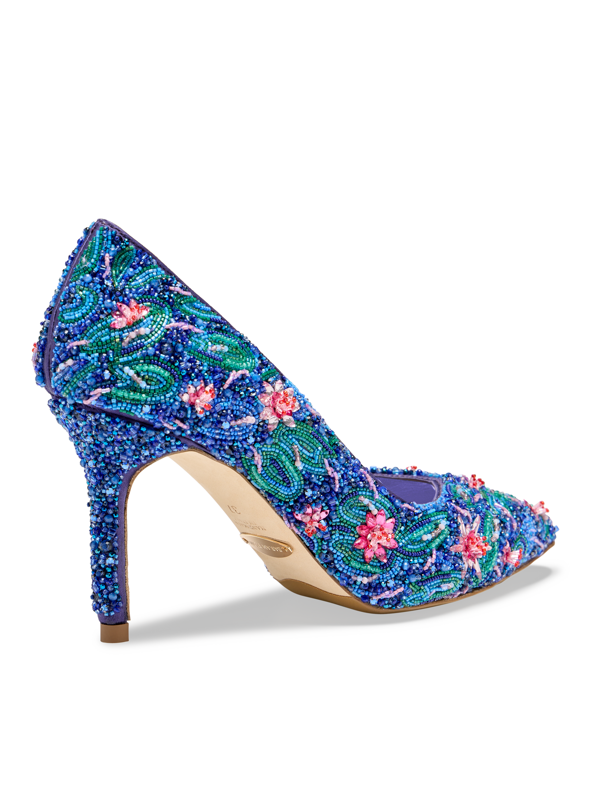 Perfect Pump 85 in Water Lilies Embellished Silk