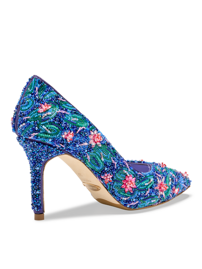 Perfect Pump 85 in Water Lilies Embellished Silk