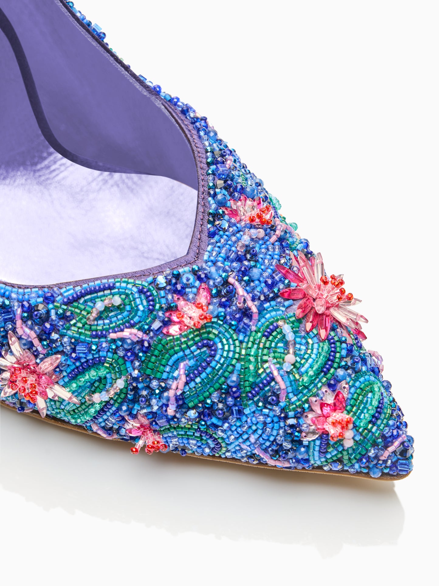 Perfect Pump 85 in Water Lilies Embellished Silk