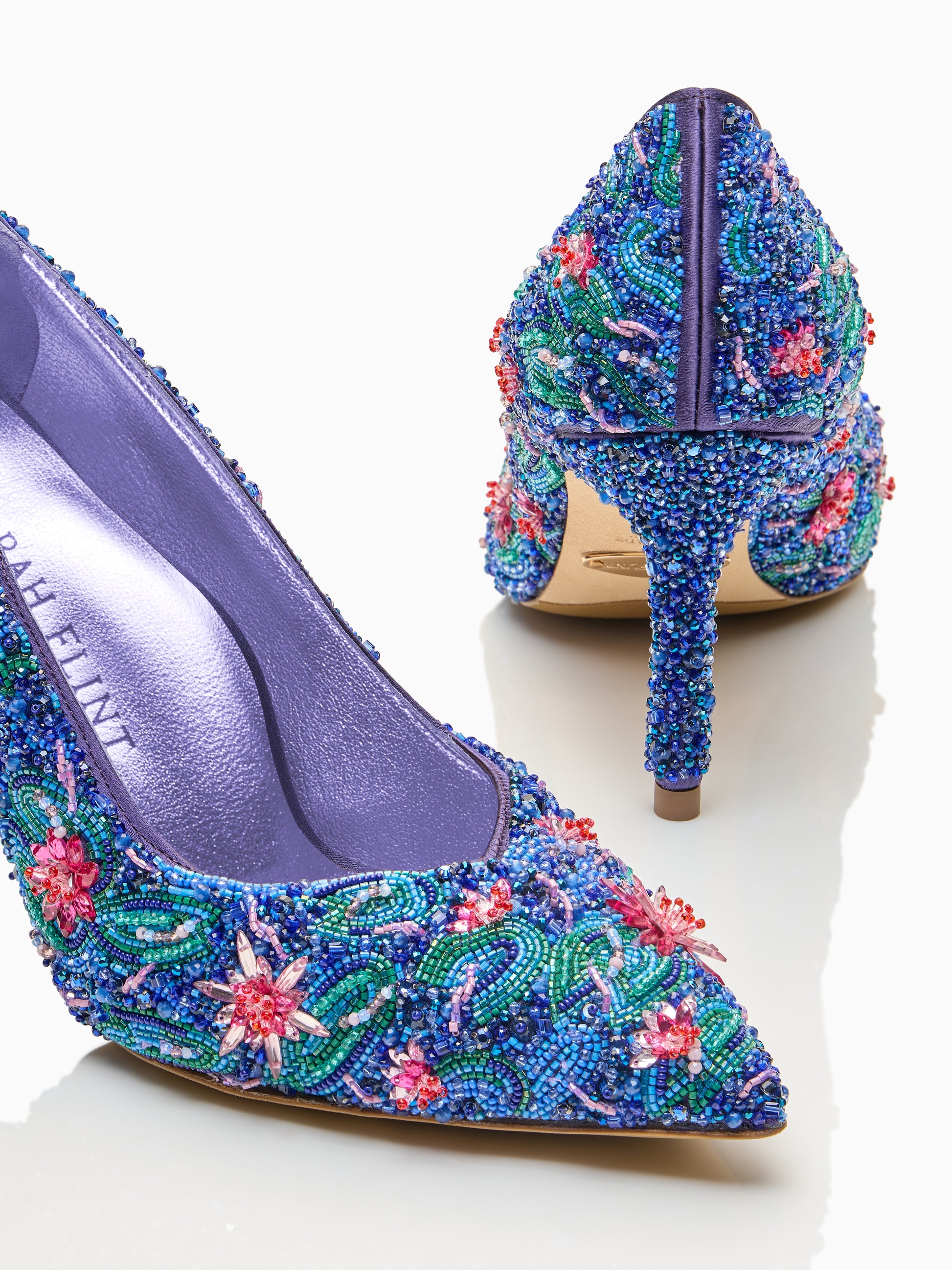 Perfect Pump 85 in Water Lilies Embellished Silk