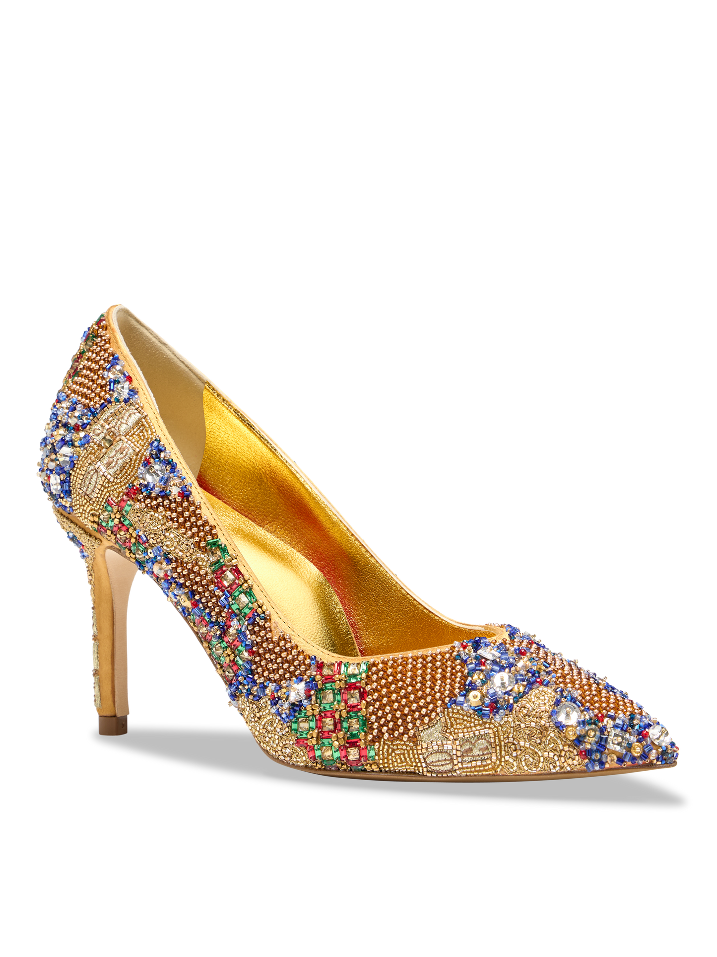 Perfect Pump 85 in Metallic Beaded Satin