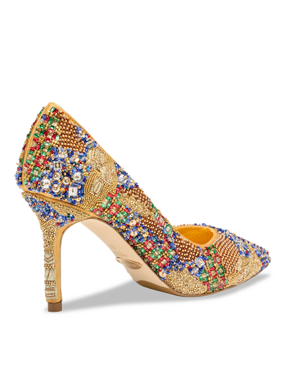 Perfect Pump 85 in Metallic Beaded Satin