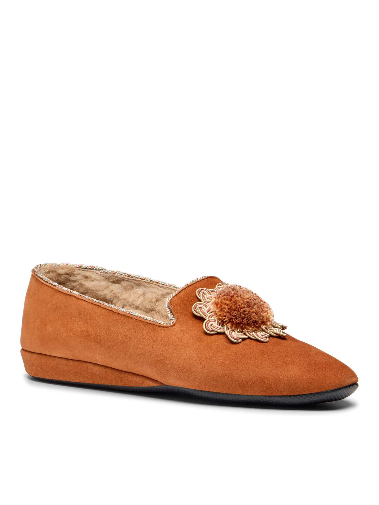 Fireside House Shoe in Cognac Suede