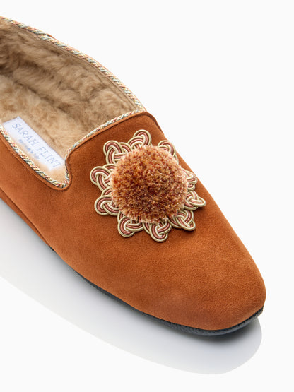 Fireside House Shoe in Cognac Suede