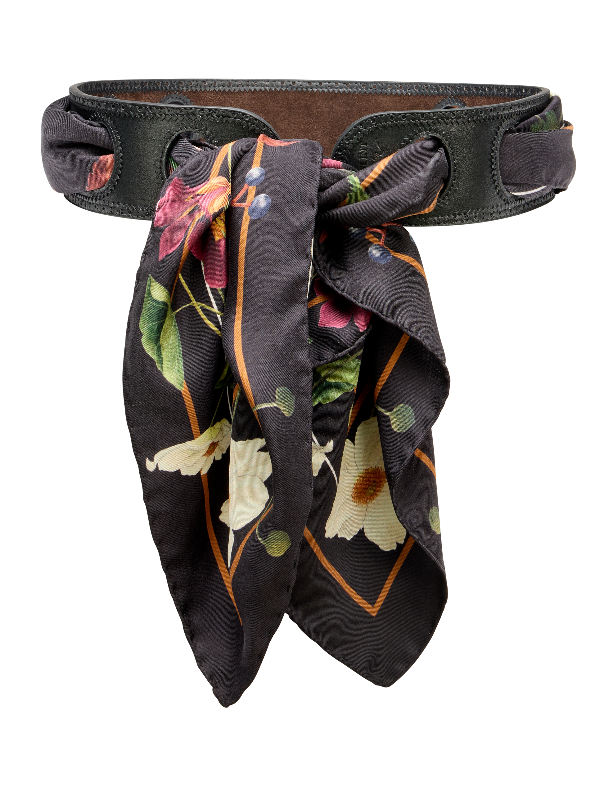 Sarah Flint X Mary Orton Reversible Scarf Belt in Black Calf And Deep Espresso Crosta