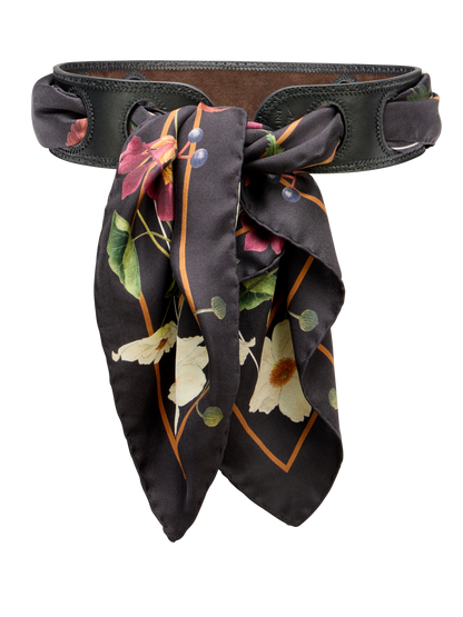 Sarah Flint X Mary Orton Reversible Scarf Belt in Black Calf And Deep Espresso Crosta