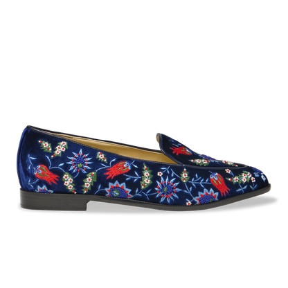 Judy Loafer in Sapphire Floral Printed Silk And Embroidery