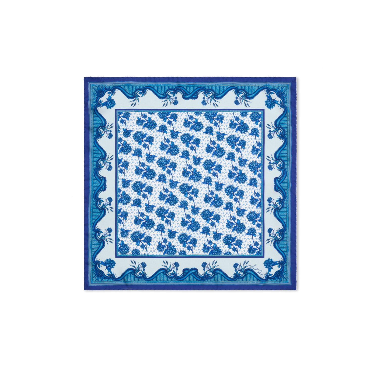 Sarah's Garden Scarf 45 in Hydrangea Blue Silk