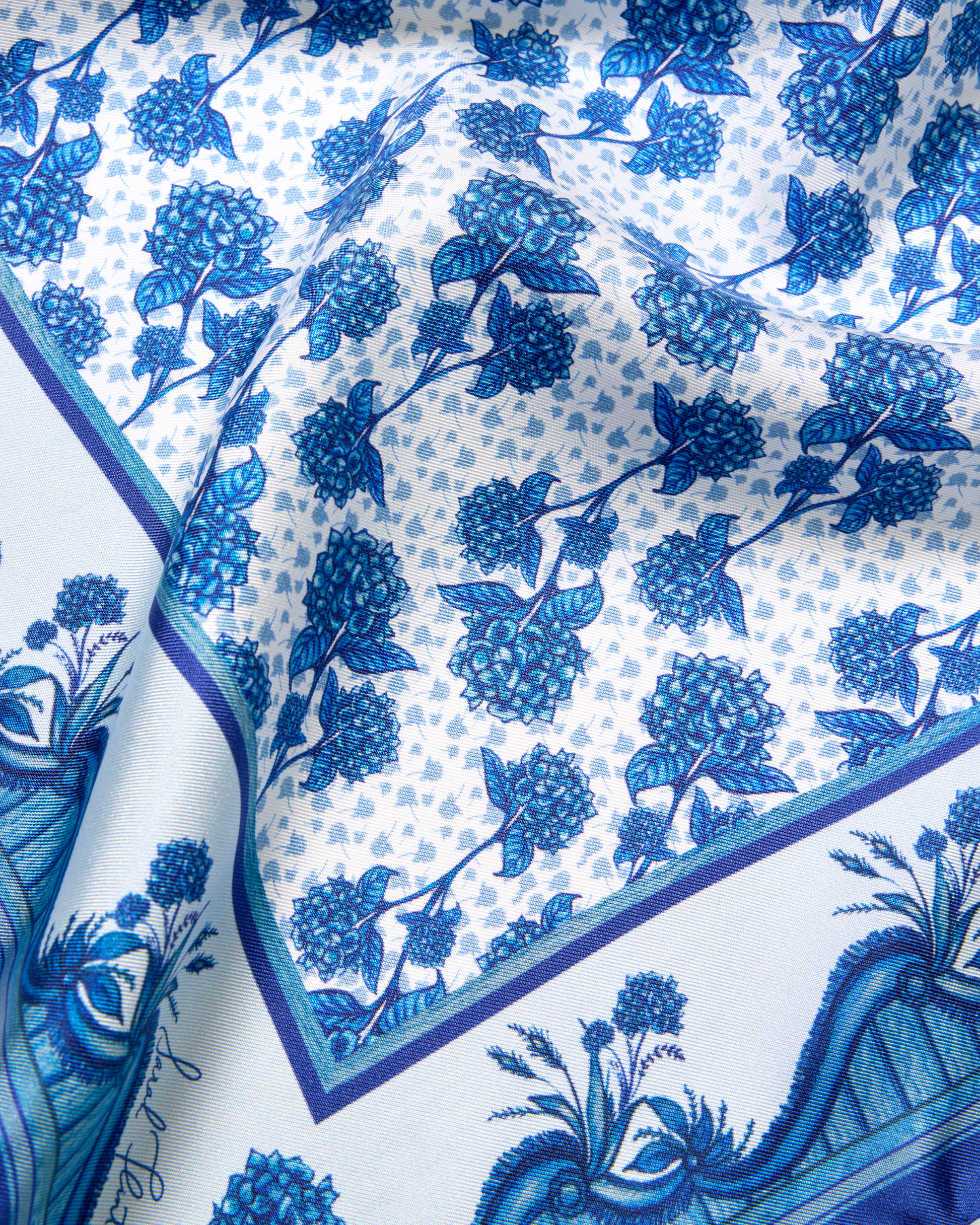 Sarah's Garden Scarf 45 in Hydrangea Blue Silk