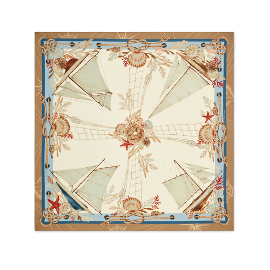 Mariner's Scarf 140 in Cream Nautical Cashmere-Silk