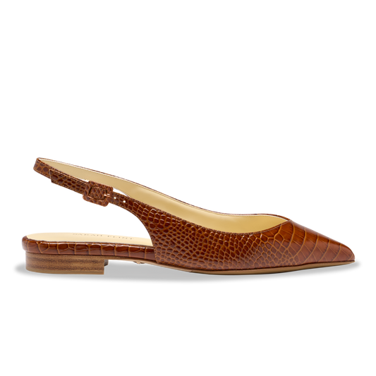 Stella in Cognac Croc Embossed Calf
