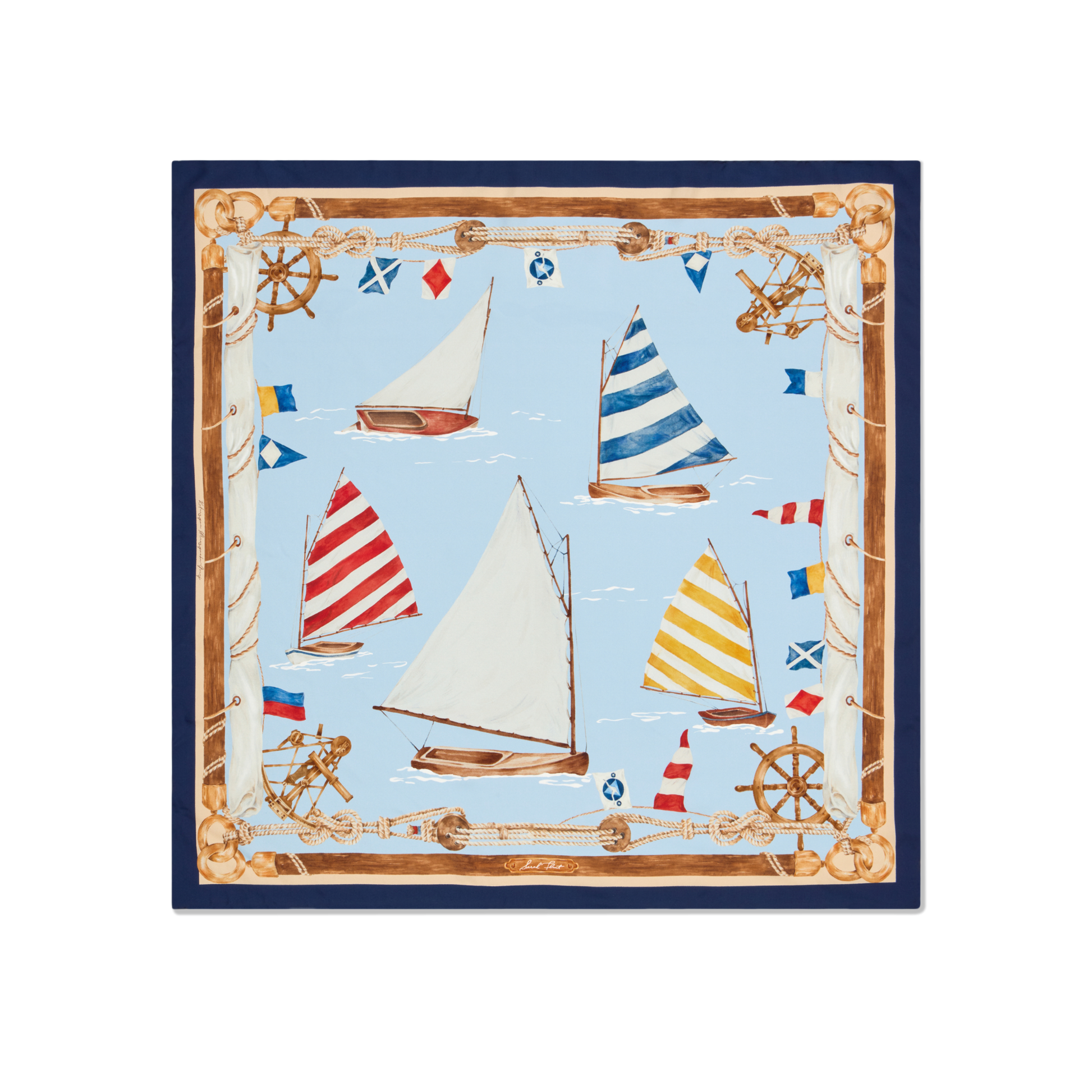 Beetle Cat Scarf 90 in Blue Nautical Silk