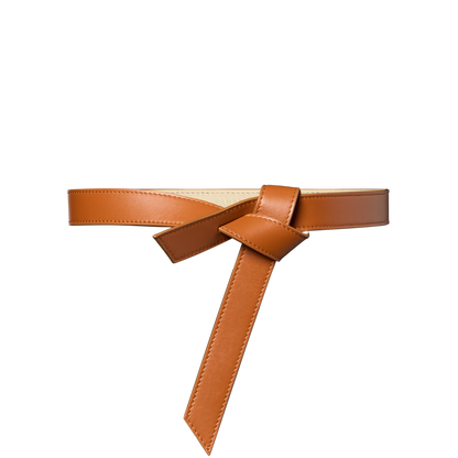 Knot Belt in Cream And Saddle Calf