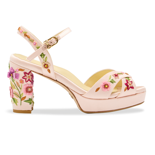 Perfect Crossover Platform 80 in Pink Floral Satin