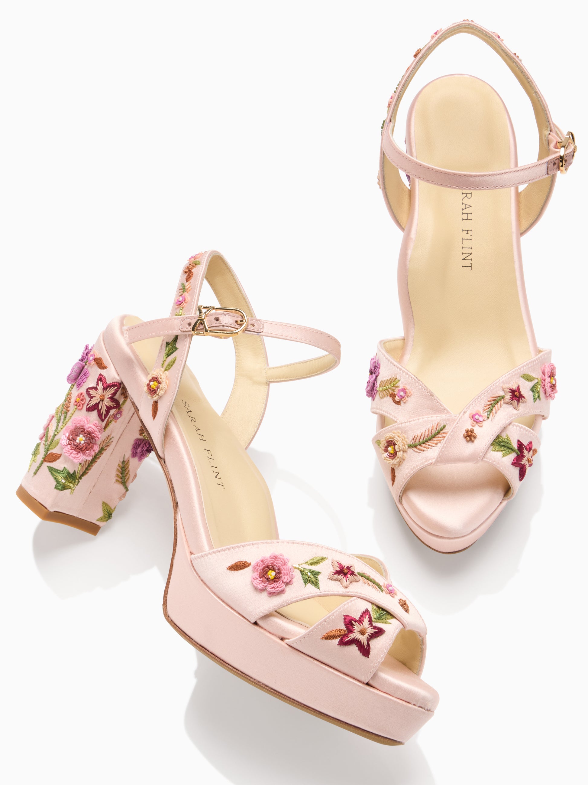 Perfect Crossover Platform 80 in Pink Floral Satin