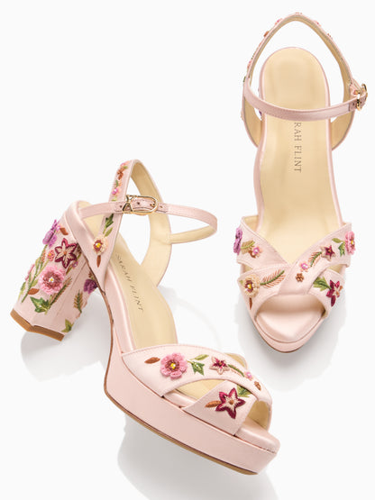 Perfect Crossover Platform 80 in Pink Floral Satin
