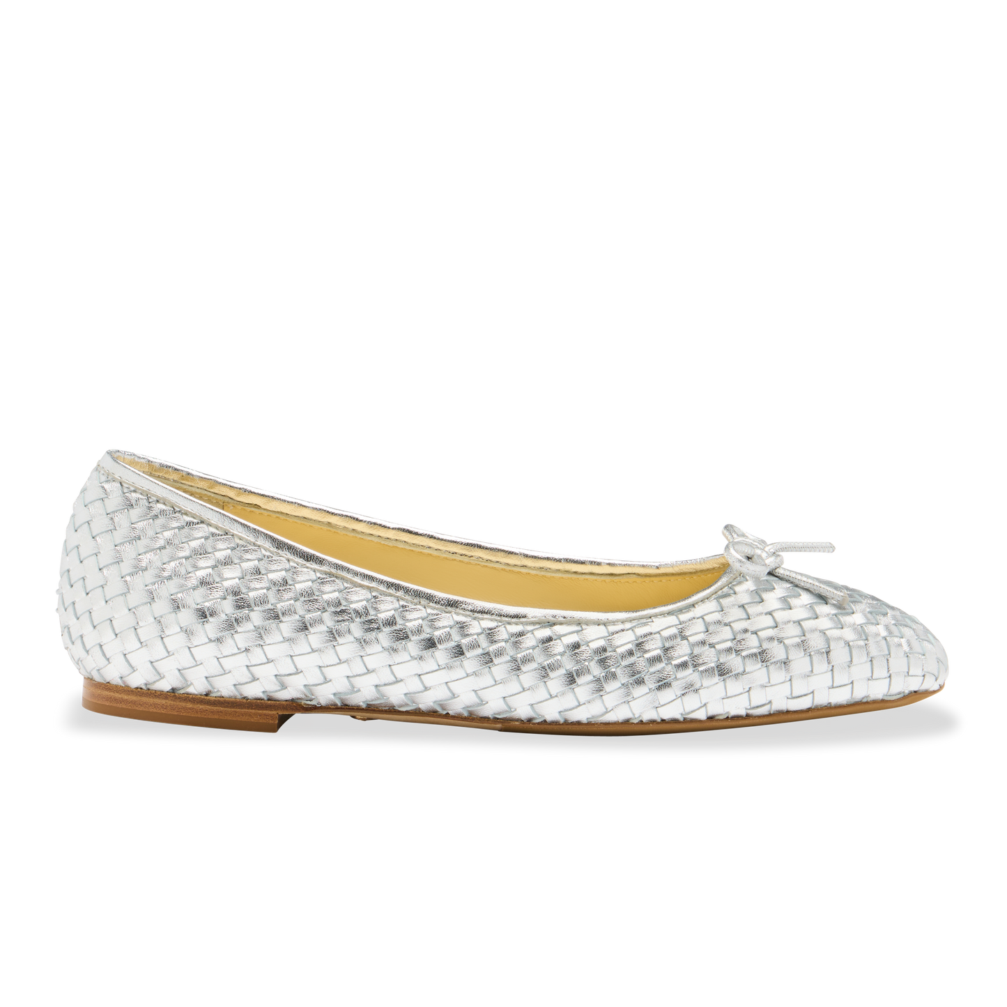 Perfect Ballet Flat in Silver Woven Calf