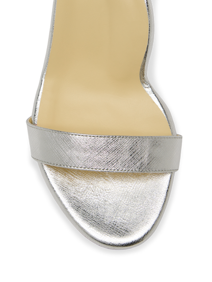 Perfect Block Sandal 60 in Silver Textured Saffiano