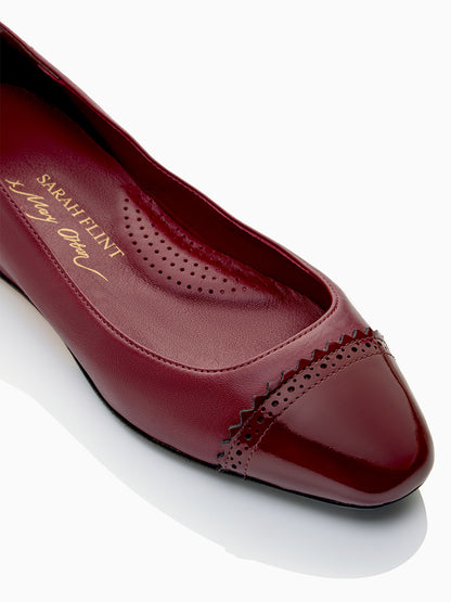 Sarah Flint X Mary Orton Cap Toe Flat in Bordeaux Nappa