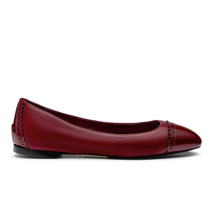 Sarah Flint X Mary Orton Cap Toe Flat in Bordeaux Nappa