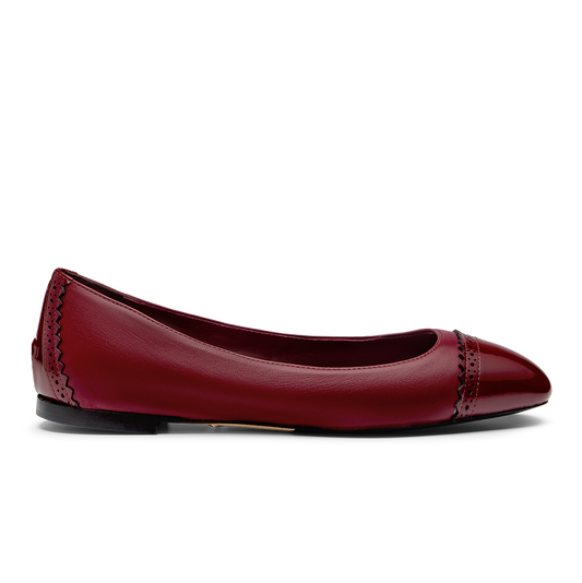 Sarah Flint X Mary Orton Cap Toe Flat in Bordeaux Nappa
