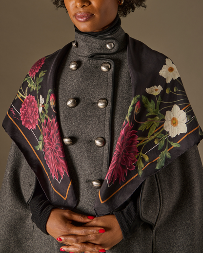 Sarah Flint x Mary Orton Bordeaux Floral Scarf 90