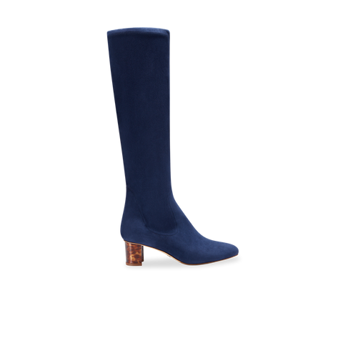 blue suede dress boots Alexandra 50 | Navy Stretch | Sarah Flint IT 41 Size:26 (Add + $5.00) V-cut Black Satin Prom Gorgeous genuine leather booties cocktail maxi dress